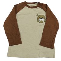 Béžovo-hnědé triko s mrožem Next