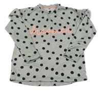 Světlešedé puntíkaté úpletové triko s nápisem Matalan