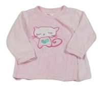 Světlerůžová sametová propínací mikina s kočkou Papagino