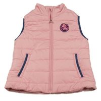 Světlerůžová šusťáková prošívaná zateplená vesta s nášivkou Crane