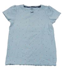 Modré žebrované tričko s vílami Yigga