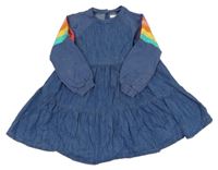 Tmavomodro-barevné riflovo/teplákové šaty Next