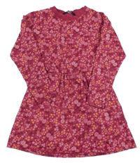 Vínové bavlněné šaty s květinami George