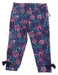 Fialovo-barevné capri legíny s květinami Blue Seven 