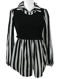 Dámská černo-bílá pruhovaná halenková tunika s vestou Shein
