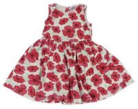 Bílo-červené květované šaty F&F