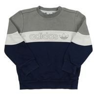 Šedo-bílo-tmavomodrá mikina Adidas