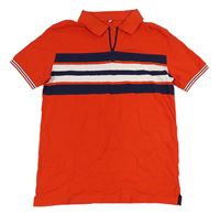 Červeno-tmavomodré polo tričko s pruhy M&S