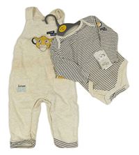 2set - Béžové laclové tepláky + pruhované body - Lví král zn. Disney
