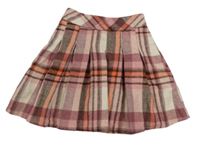 Bílo-světlerůžovo-hnědá kostkovaná skládaná sukně Matalan