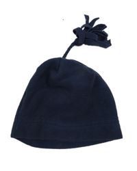 Tmavomodrá fleecová čepice s třásněmi 