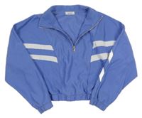 Modrofialová žebrovaná crop mikina s pruhy Primark