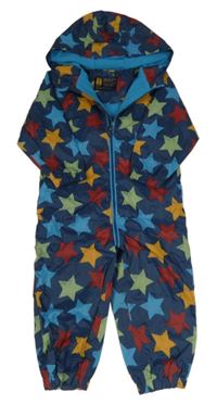 Tmavomodrá šusťáková jarní kombinéza s hvězdami a kapucí Next