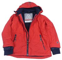 Červeno-černá kostkovaná šusťáková zimní bunda s kapucí Next