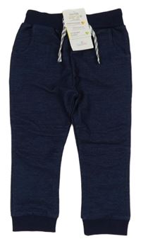 Nové - Tmavomodré teplákové cuff rifle s úpletovým pasem Topomini