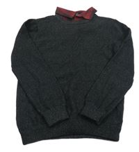 Antracitový melírovaný svetr s košilovým límcem M&S