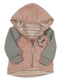 Starorůžovo-šedá propínací mikina s Minnie a kapucí Disney