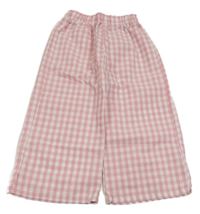 Světlerůžovo-bílé kostkované lehké palazzo kalhoty Shein