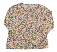 Světlerůžové kytičkované žebrované triko Next 