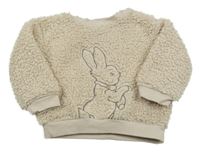 Béžová huňatá mikina se zajícem 