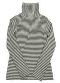 Bílo-šedý pruhovaný žebrovaný rolák Next