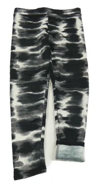 Černo-šedo-bílé batikované zateplené legíny Primark