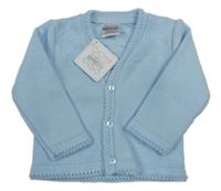 Nové -Světlemodrý propínací svetr s perforovaným vzorem