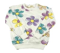 Bílá květovaná lehká mikina