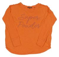 Oranžové oversize triko s nápisem 