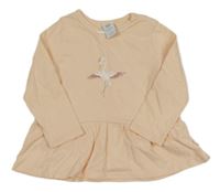 Meruňkové triko s plameňákem a kamínky 