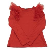 Červené triko s tylovými rukávy Matalan