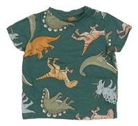 Tmavozelené tričko s dinosaury Hema