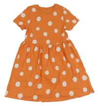 Oranžovo-bílé puntíkaté šaty M&S