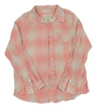 Světle-neonově růžová kostkovaná halenka H&M
