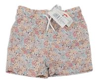 Nové - Bílo-barevné květované plážové kraťasy M&S