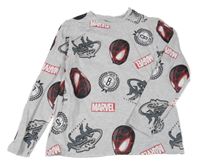 Šedé pyžamové triko se Spidermanem a nápisy Marvel