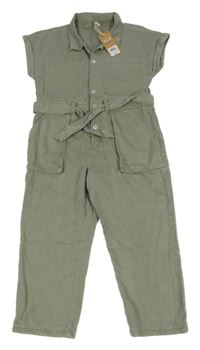 Nové - Khaki riflový kalhotový overal Next