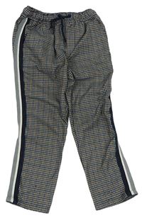 Šedo-tmavomodro-hořčicové kostičkované kalhoty s pruhem Next