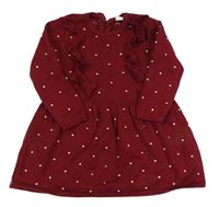 Vínové puntíkované svetrové šaty s volánky H&M