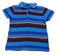 Modro-tmavomodro-bílé pruhované polo tričko George