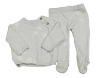 2set - Šedý svetr s hvězdičkami + pletené polodupky George