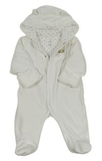 Bílá sametová zateplená kombinéza s koníkem a kapucí John Lewis