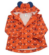 Červená šusťáková jarní bunda s Minnie a kapucí Disney 