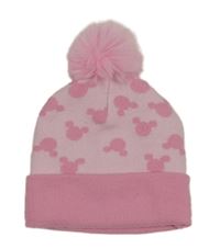 Světlerůžová pletená čepice s Mickeym a bambulí Disney
