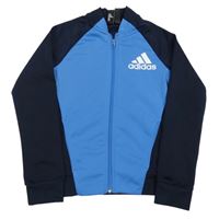 Modro-tmavomodrá propínací sportovní mikina s logem Adidas