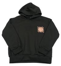 Černá mikina se smajlíkem a kapucí