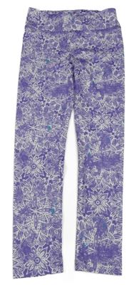 Fialovo-bílé květované sportovní legíny L&D