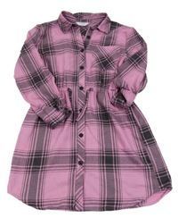 Růžovo-černé kostkované flanelové šaty Primark