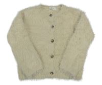 Béžový chlupatý propínací vlněný svetr H&M