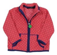 Tmavorůžová puntíkovaná fleecová propínací mikina Tchibo 